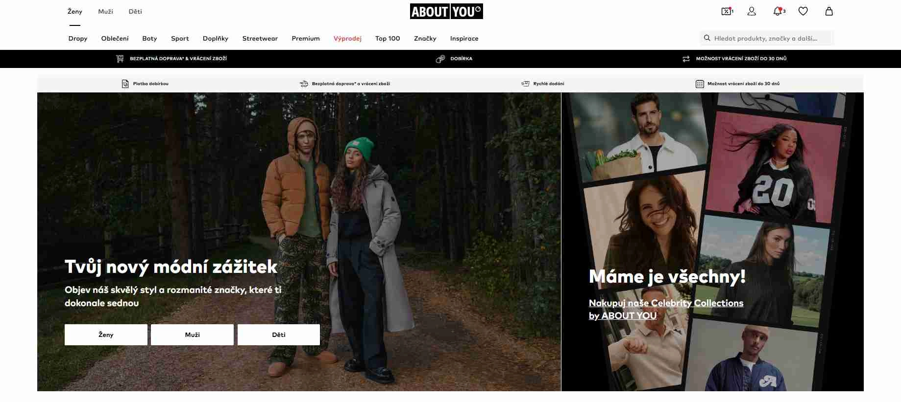 webové stránky obchodu s nabídkou módního oblečení