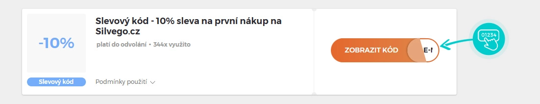 Ukázka slevového kódu Silvego