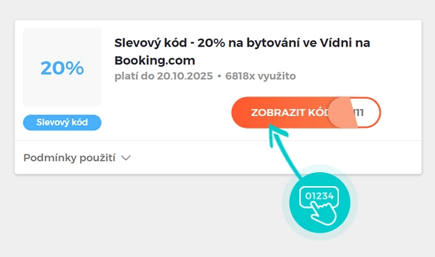 Ukázka slevového kódu Booking