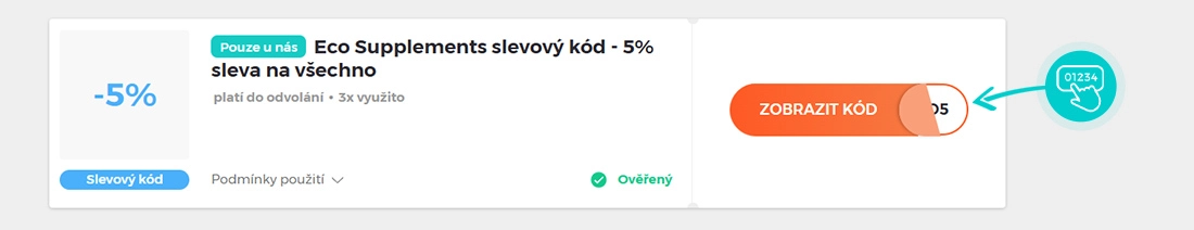 Ukázka slevového kódu Eco Supplements