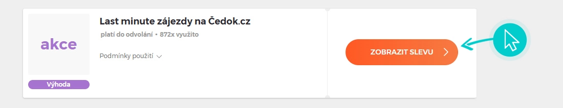 Ukázka slevového kódu Čedok