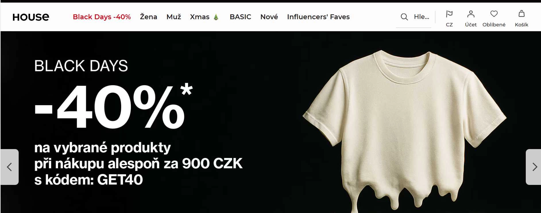 webové stránky e-.shopu s bannerem akční kampaně blalck days