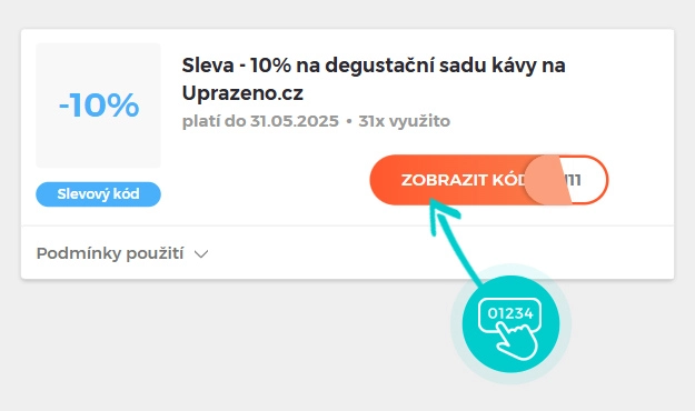 Ukázka slevového kódu Upraženo