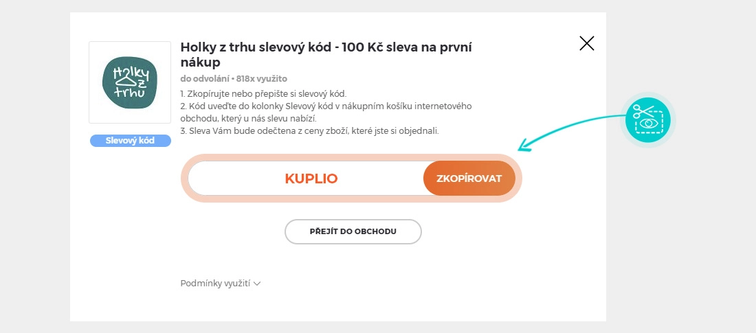 Návod jak zkopírovat slevový kód Holky z trhu