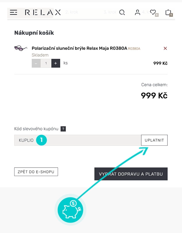 Návod jak uplatnit slevový kód v košíku e-shopu Relaxworld