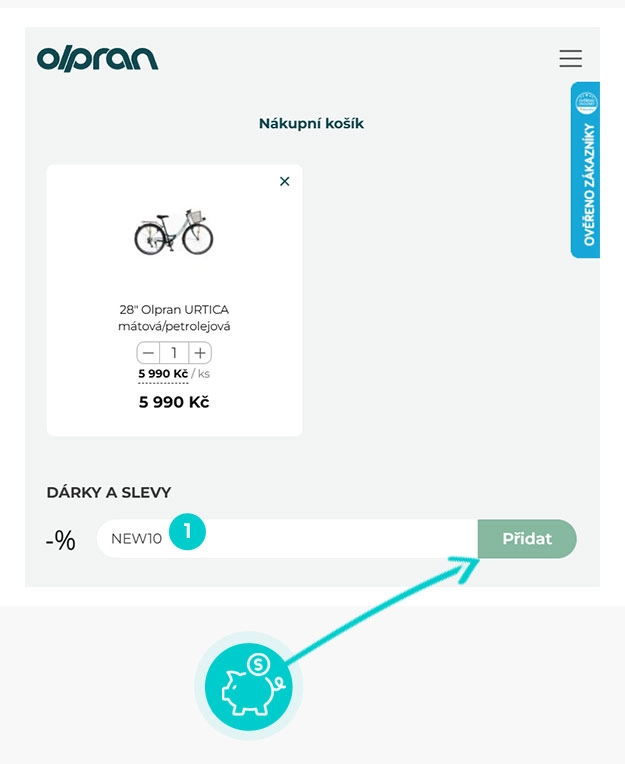 Návod jak uplatnit slevový kód v košíku e-shopu Olpran