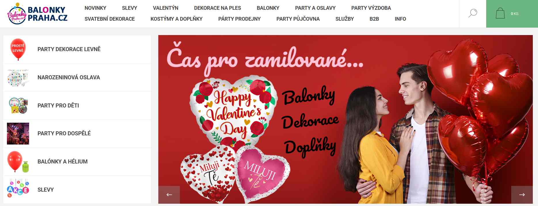 Balónky Praha e-shop webové stránky