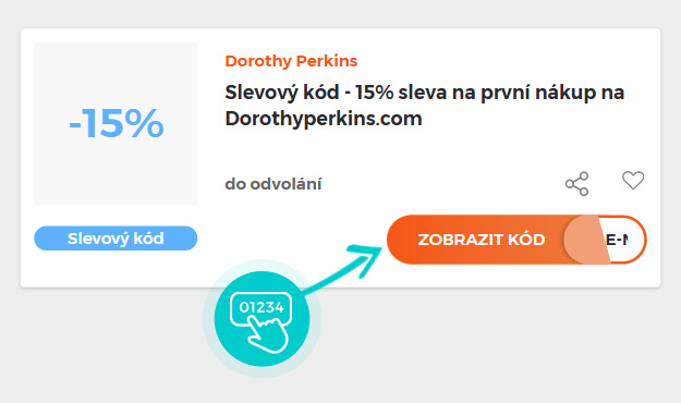Ukázka slevového kódu Dorothy Perkins