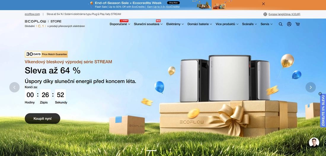 Homepage stránky EcoFlow