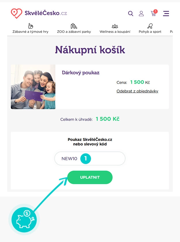 Návod jak uplatnit slevový kód v košíku e-shopu SkvěléČesko