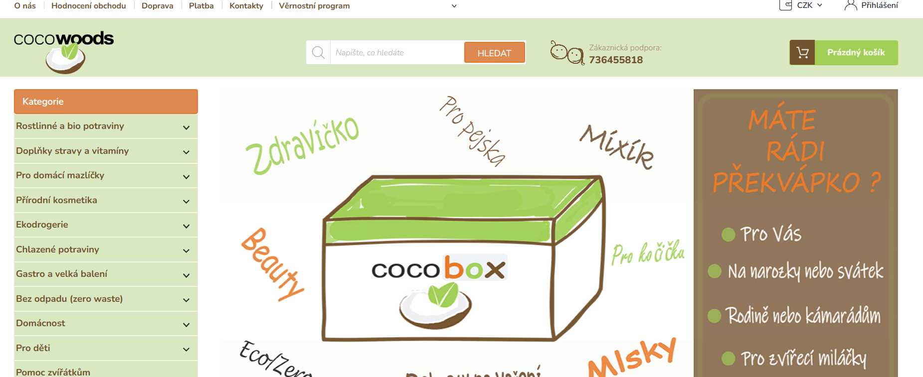 cocowoods -webové stránky e-shopu