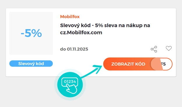 Ukázka slevového kódu Mobilfox