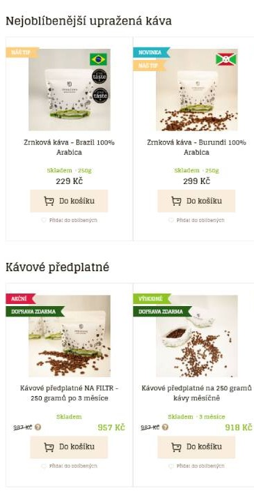 Upraženo - nabídka produktů