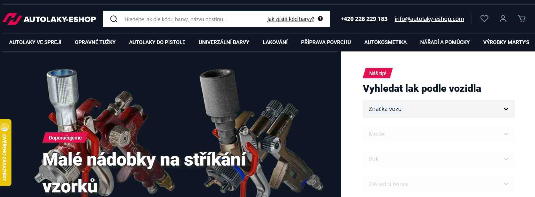 webové stránky e-shopu s vyhledávácím oknem modelu auta