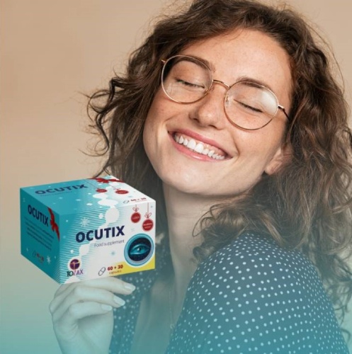Tozax - usmívající se žena s produktem Ocutix