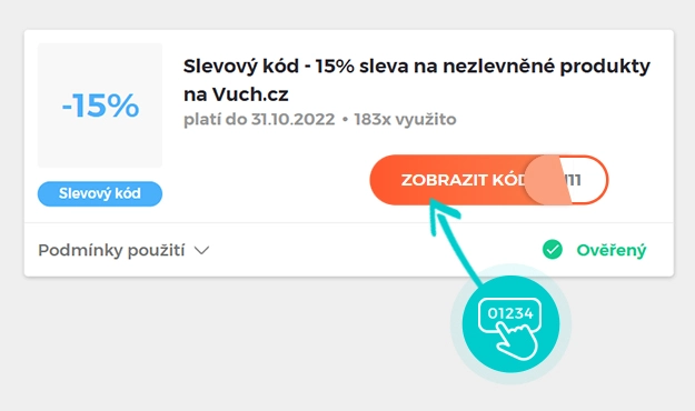 Ukázka slevového kódu Vuch