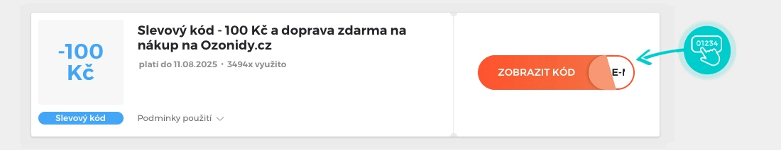 Ukázka slevového kódu Ozonidy