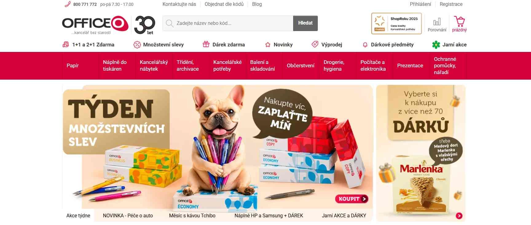 webové stránky officeo s akční nabídkou