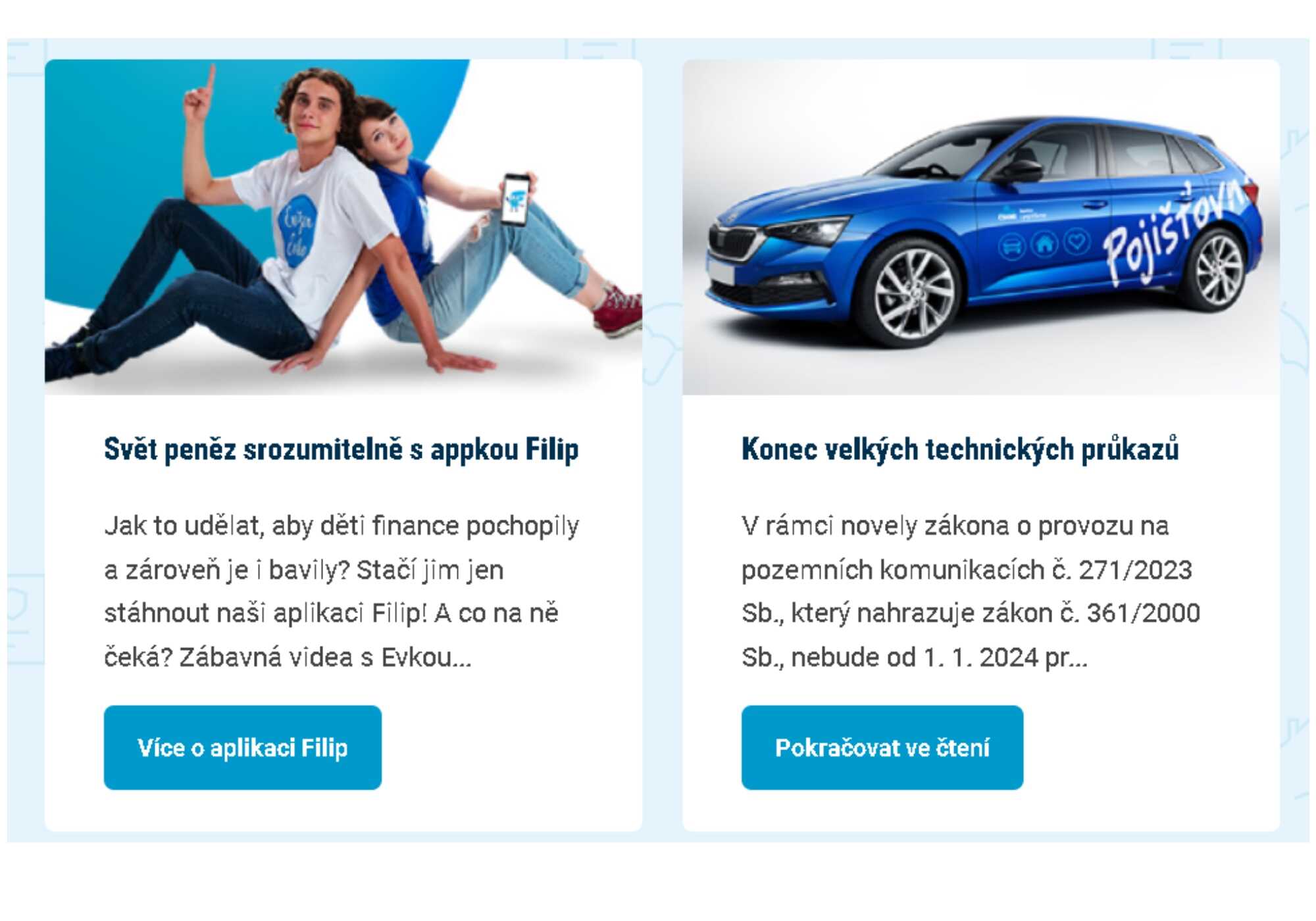 ČSOB - žena s mobilem v ruke a muž sedící vedle ní a modré auto