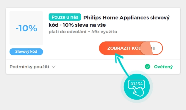 Ukázka slevového kódu Philips Home Appliances