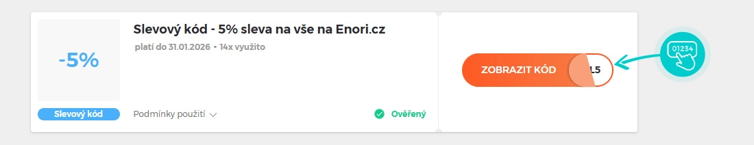 Ukázka slevového kódu Enori