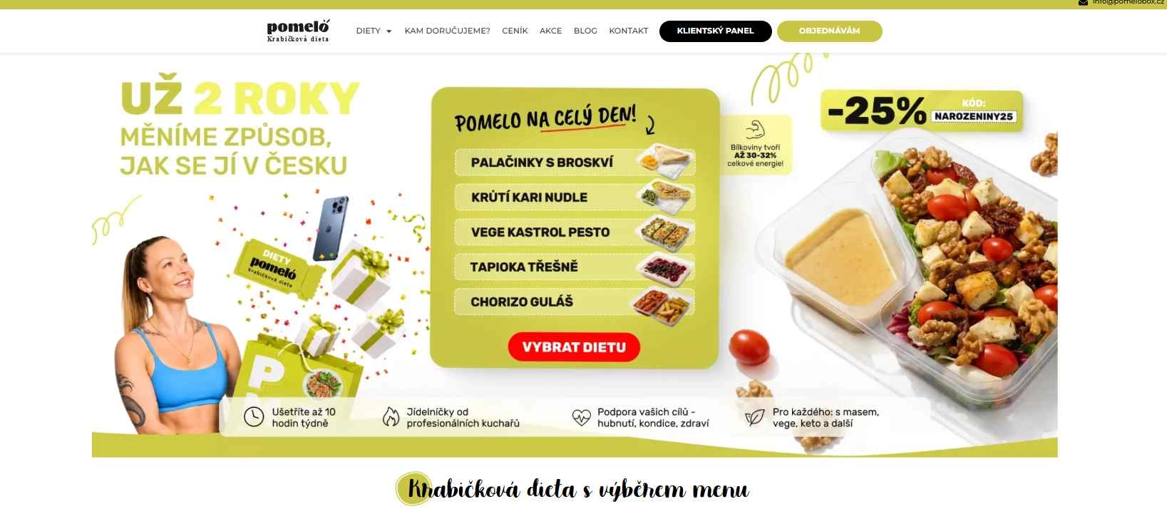 webové stránky pomelobox s nabídkou krabičkové diety