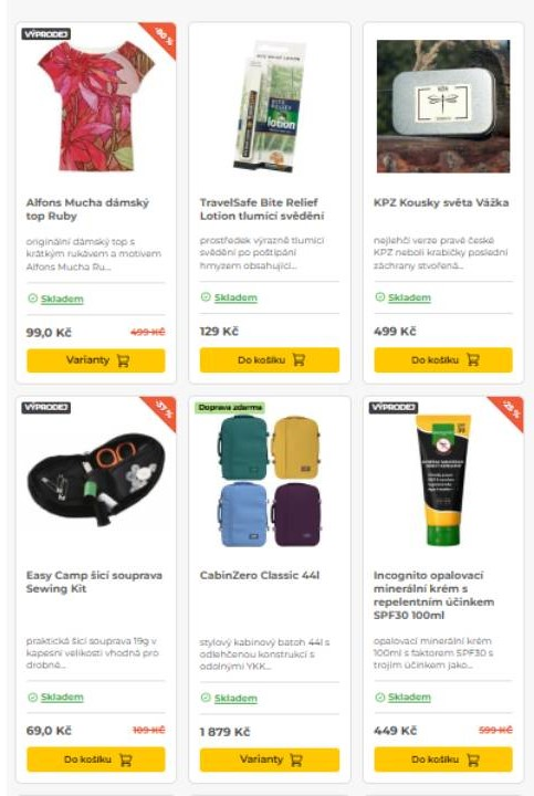 dámský top, prostředek tlumící svědění, KPZ, šicí souprava, kabinové batohy a opalovací minerální krém