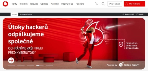 homepage Vodafone s nabídkou produktů