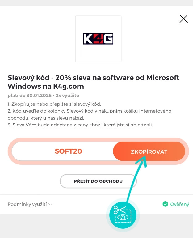Návod jak zkopírovat slevový kód K4G