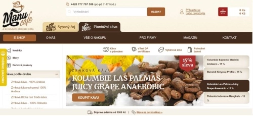 zrnková káva z Kolumbie