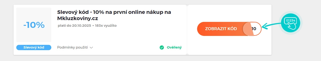 Ukázka slevového kódu MK Lůžkoviny
