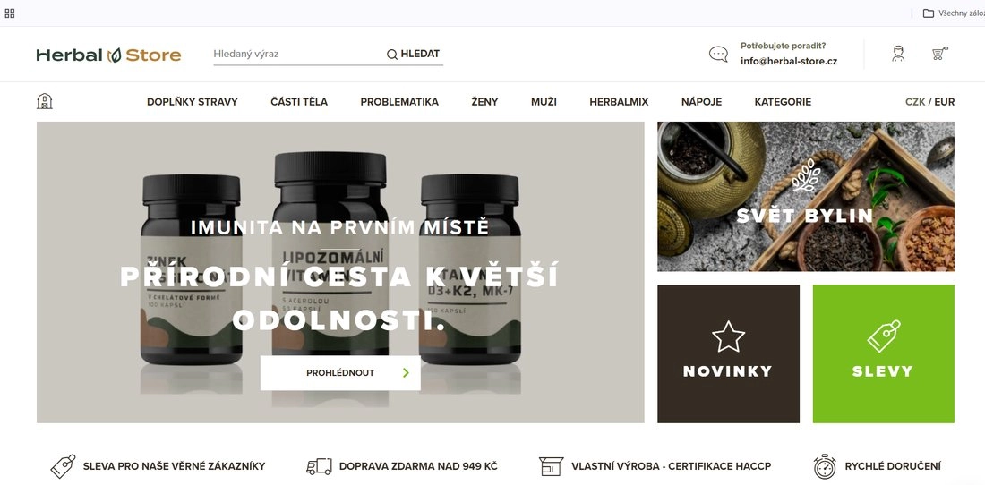 Hompage e-shopu Herbal Store