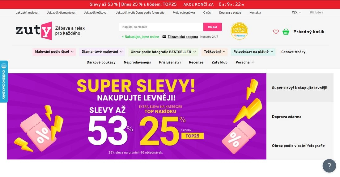 Homepage stránky Zuty