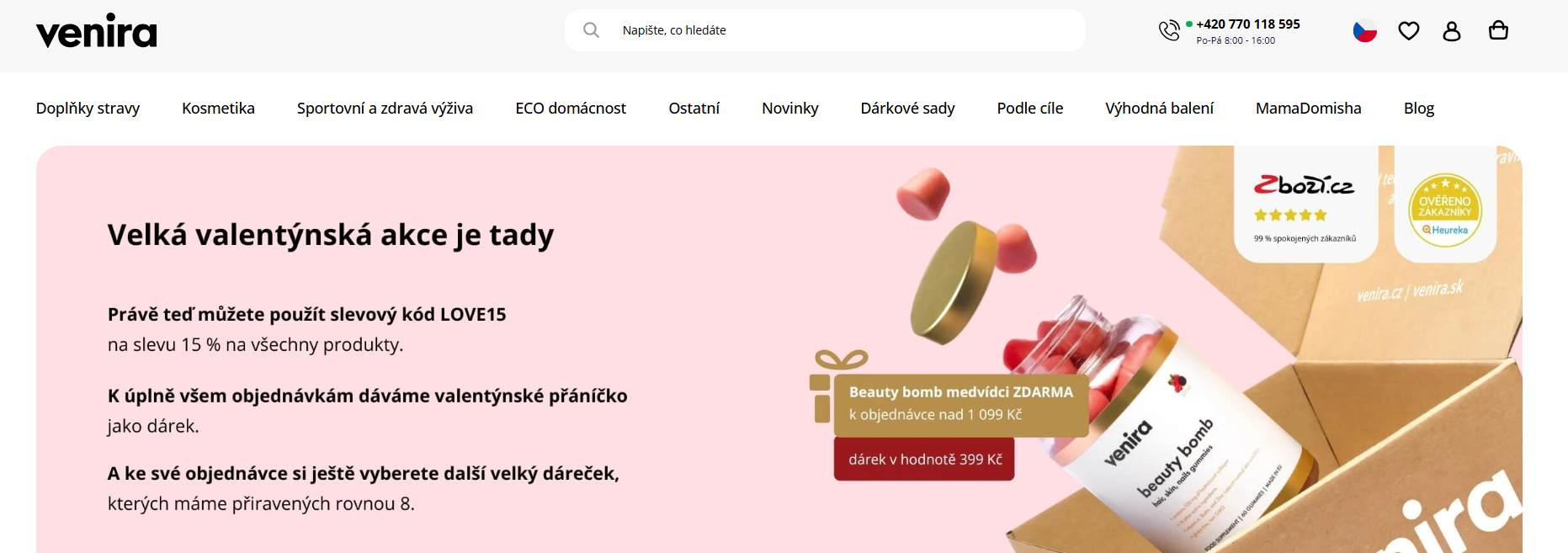 venira - webové stránky e-shopu