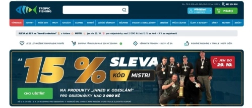 homepage Tropic fishing a nabídkou a akcemi