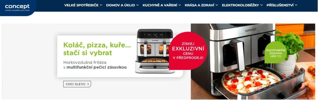 horkovzdušná fritéza s multifunknčí pečící zásuvkou s pizzou