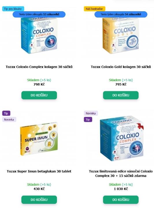Tozax - produkty Coloxio a Super Imun