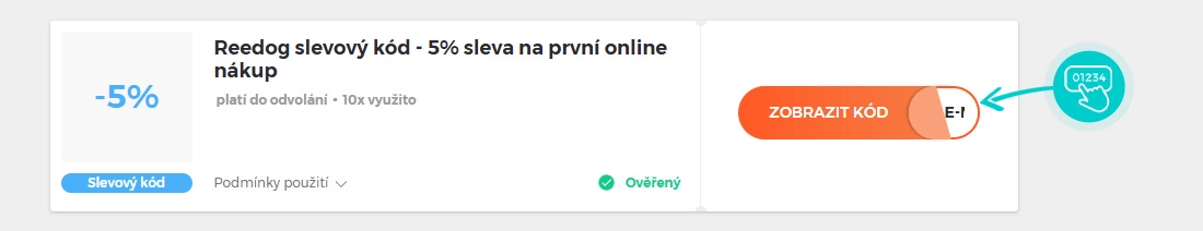 Ukázka slevového kódu Reedog