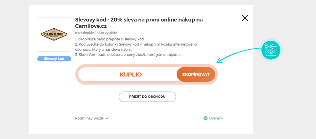 Návod jak zkopírovat slevový kód CARNILOVE