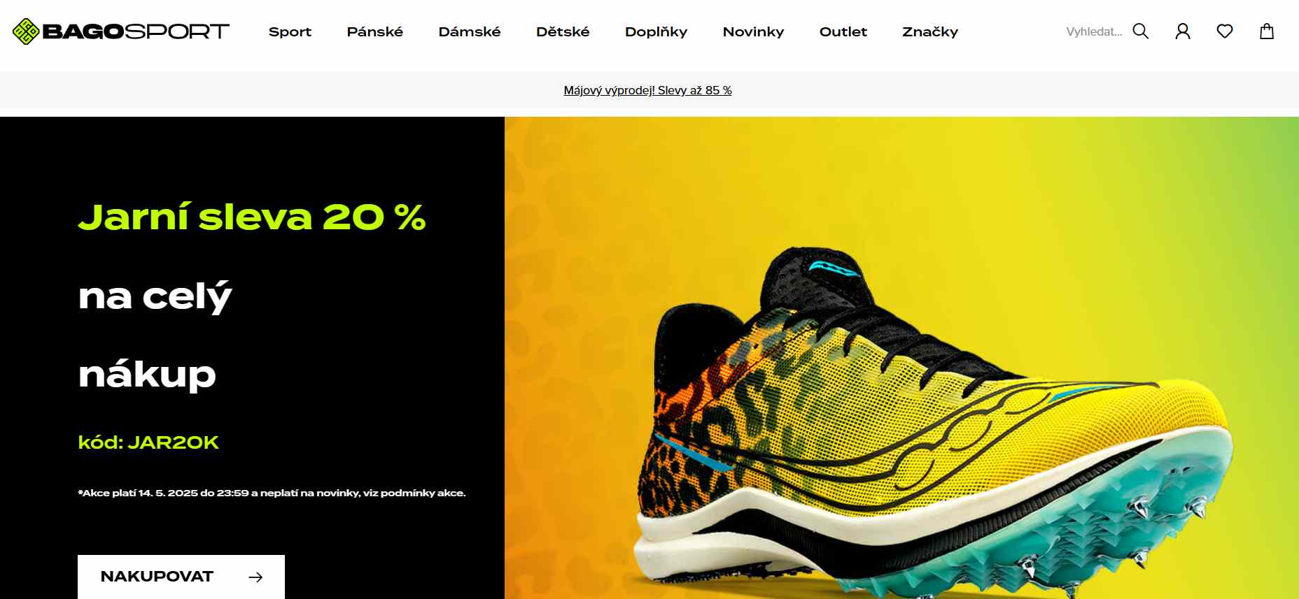 webové stránky e-shopu s nabídkou jarní slevy