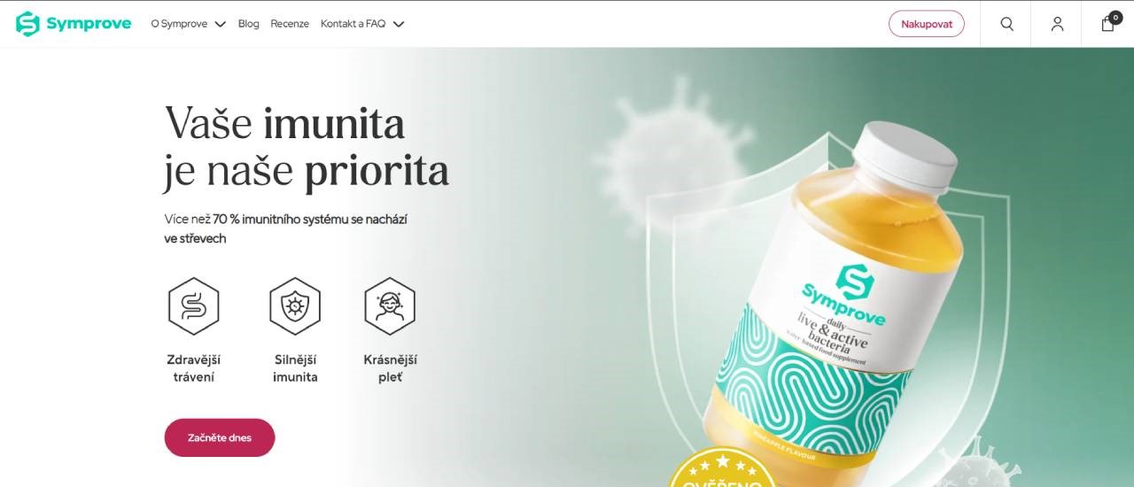 láhev s tekutým probiotikem oranžové barvy