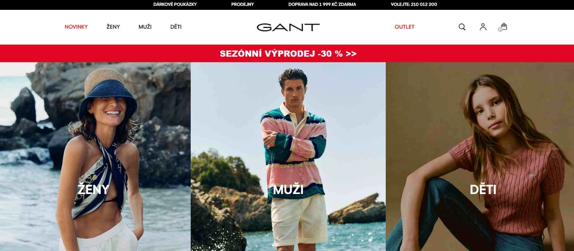 domovská stránka e-shopu gant