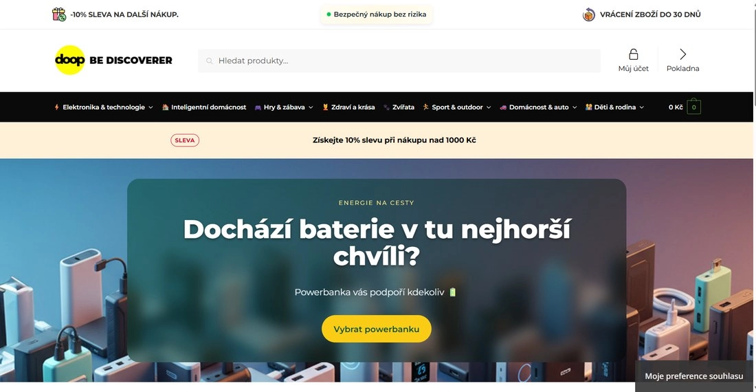 Homepage stránky Doopshop