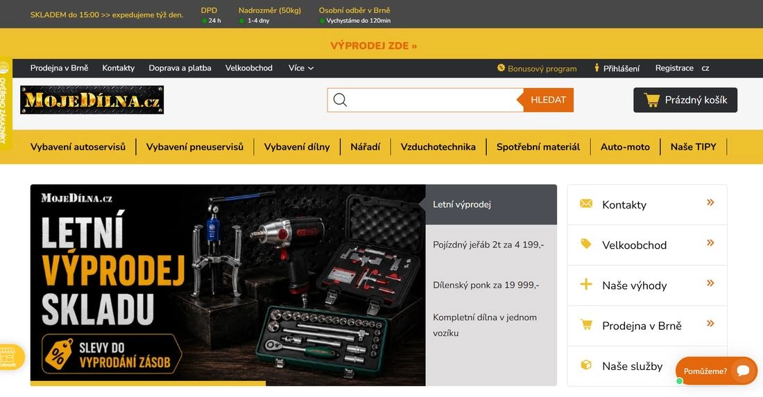 Homepage e-shopu Mojedílna.cz