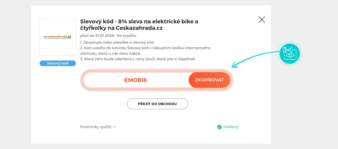 Návod jak zkopírovat slevový kód Českázahrada