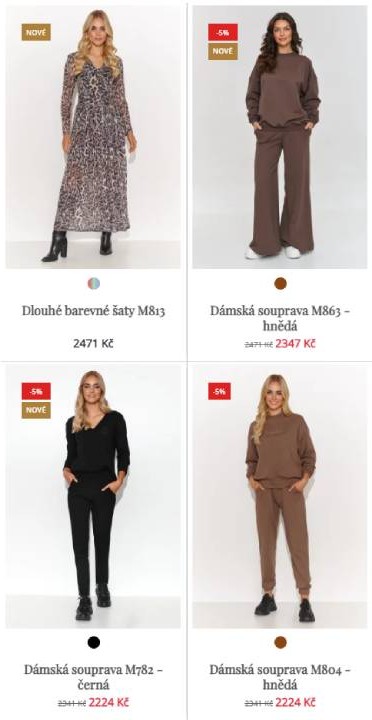 barevné šaty, dámská souprava na šport i volný čas v různých barvách