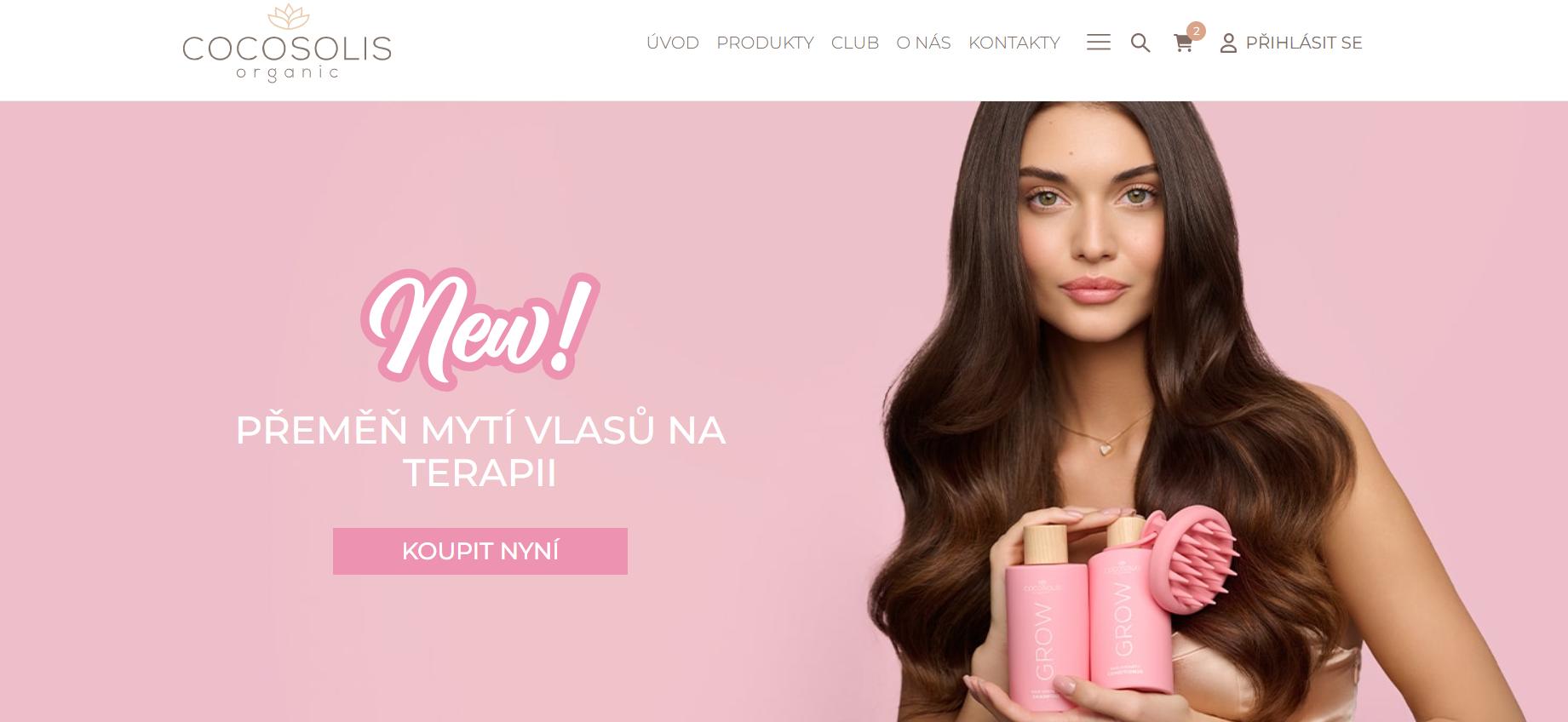 webové stránky e-shopu v mininalistickém desinu v růžové barvě