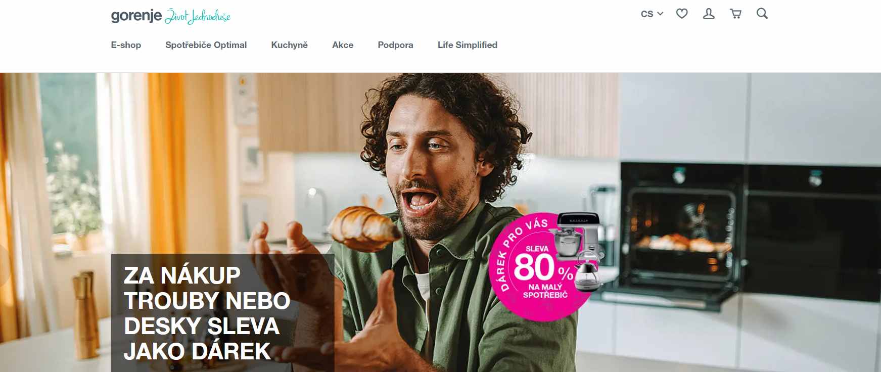 webové stránky e-shopu s nabídkou produktů do kuchyně