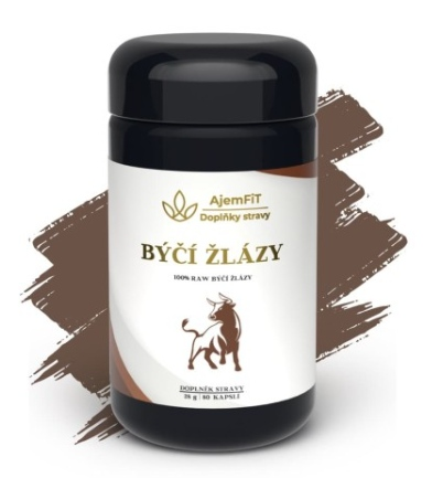 výživový doplněk Býčí žlázy v černé krabičce