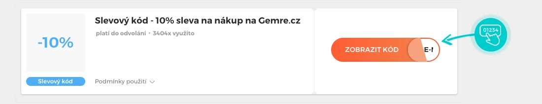 Ukázka slevového kódu Gemre
